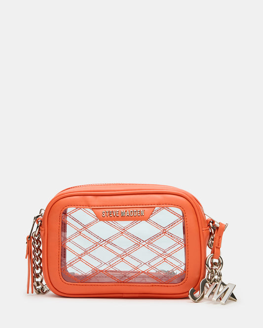 Steve Madden JELLY Bag Orange Clear Camera Crossbody Handbag