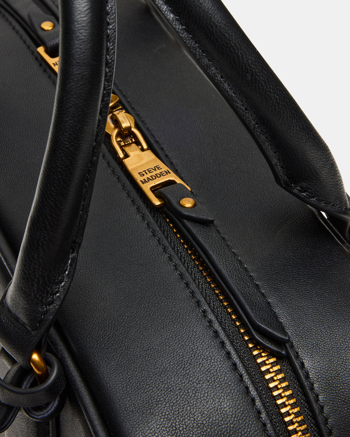 Steve Madden MERIT Bag Black Leather Top-Handle Satchel Crossbody Handbag