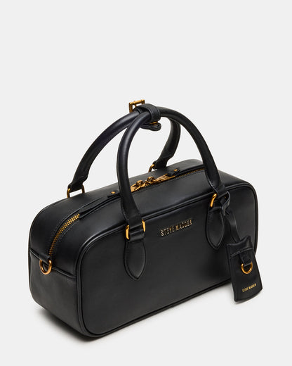Steve Madden MERIT Bag Black Leather Top-Handle Satchel Crossbody Handbag