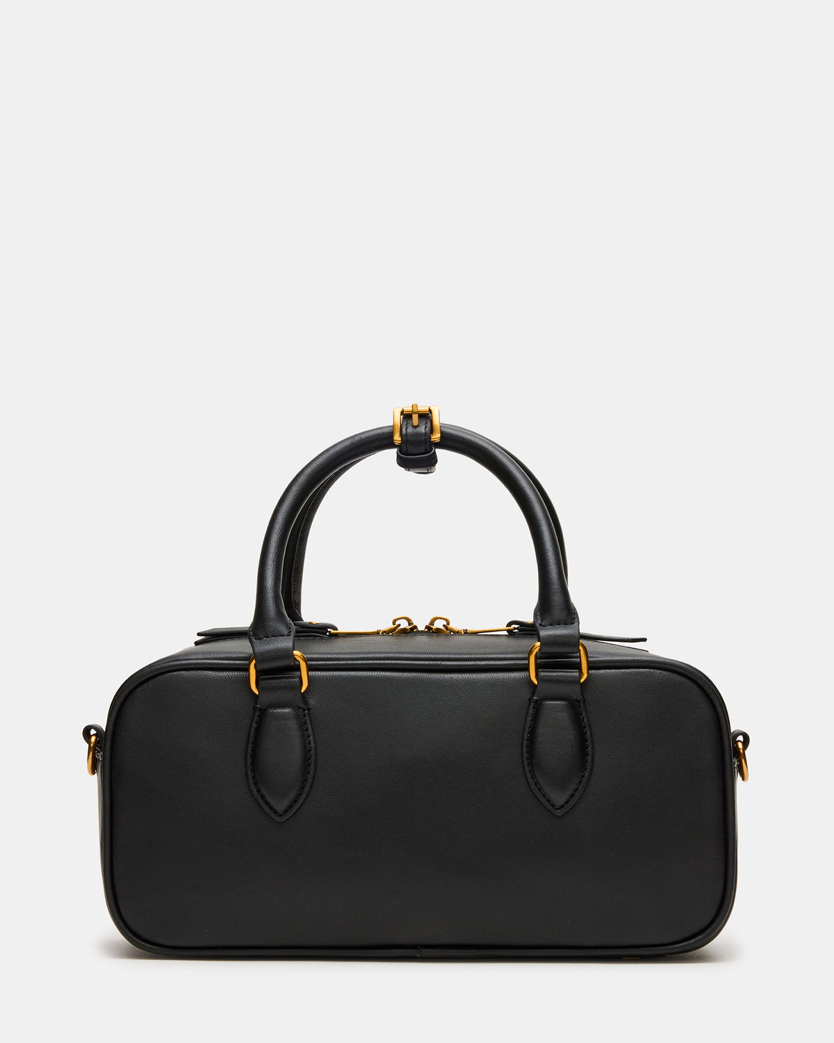 Steve Madden MERIT Bag Black Leather Top-Handle Satchel Crossbody Handbag