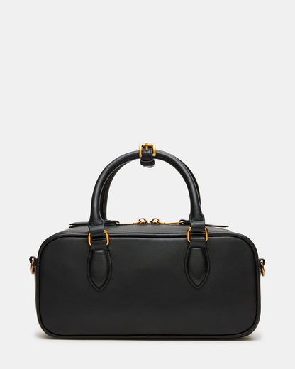 Steve Madden MERIT Bag Black Leather Top-Handle Satchel Crossbody Handbag