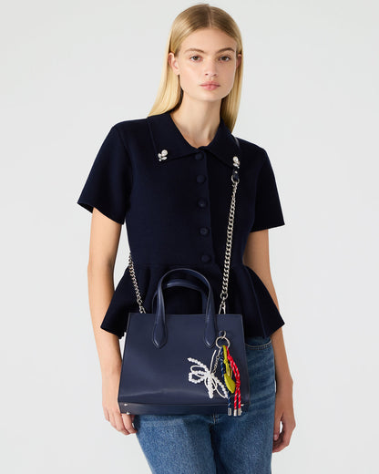 Steve Madden CALLEB Bag Navy Structured Tote Crossbody Handbag