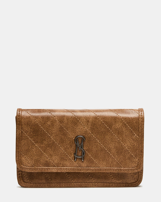 Steve Madden RELAX Bag Pecan Logo Chain Strap Crossbody Handbag
