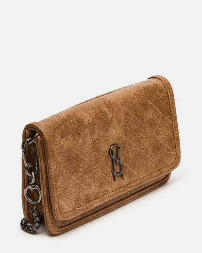 Steve Madden RELAX Bag Pecan Logo Chain Strap Crossbody Handbag