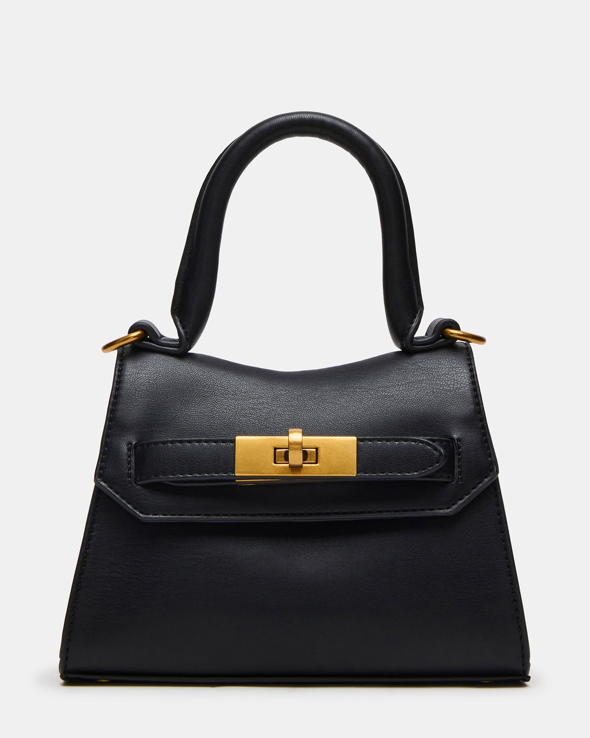 Steve Madden MADLYN Bag Black Structured Turn-Lock Closure Top-Handle Crossbody Mini Handbag