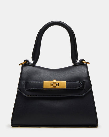 Steve Madden MADLYN Bag Black Structured Turn-Lock Closure Top-Handle Crossbody Mini Handbag