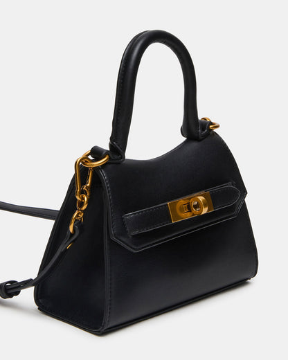 Steve Madden MADLYN Bag Black Structured Turn-Lock Closure Top-Handle Crossbody Mini Handbag