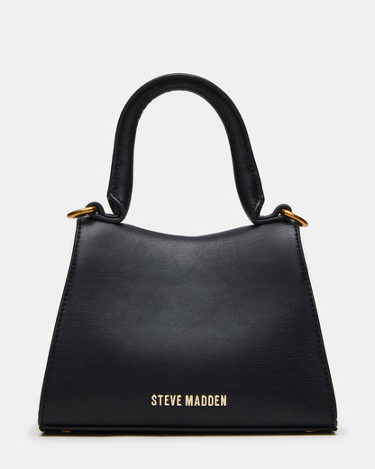 Steve Madden MADLYN Bag Black Structured Turn-Lock Closure Top-Handle Crossbody Mini Handbag