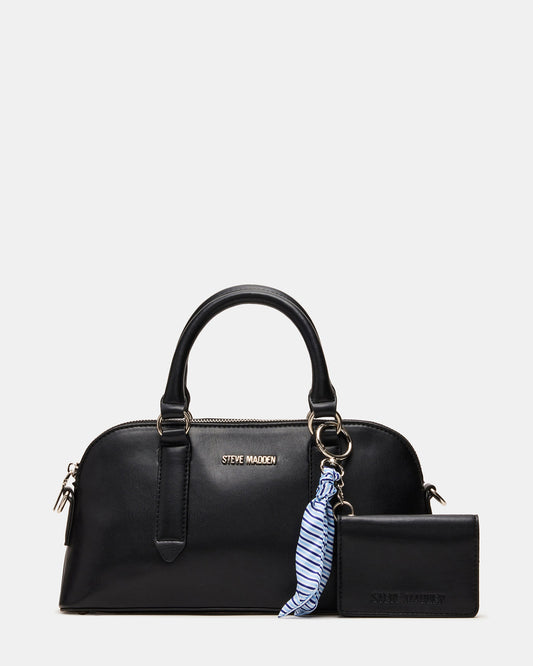 Steve Madden CALLY Bag Black Dome Satchel Top-Handle Crossbody Women's Handbag