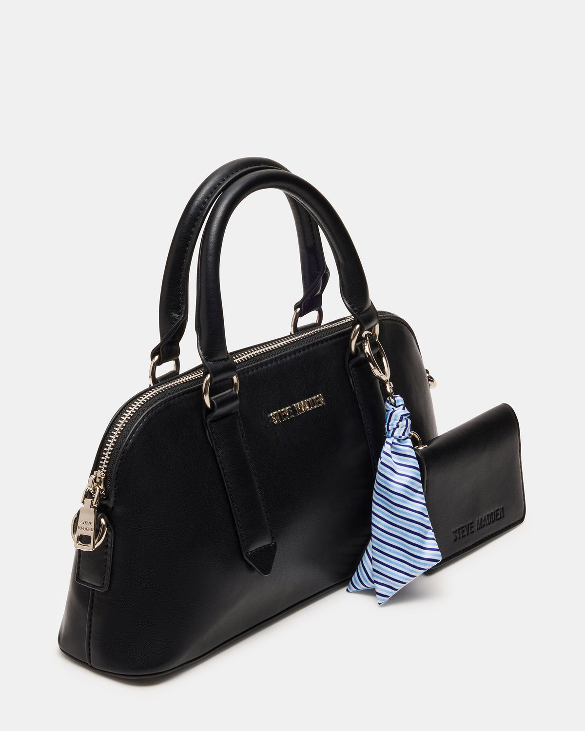 Steve Madden CALLY Bag Black Dome Satchel Top-Handle Crossbody Women's Handbag