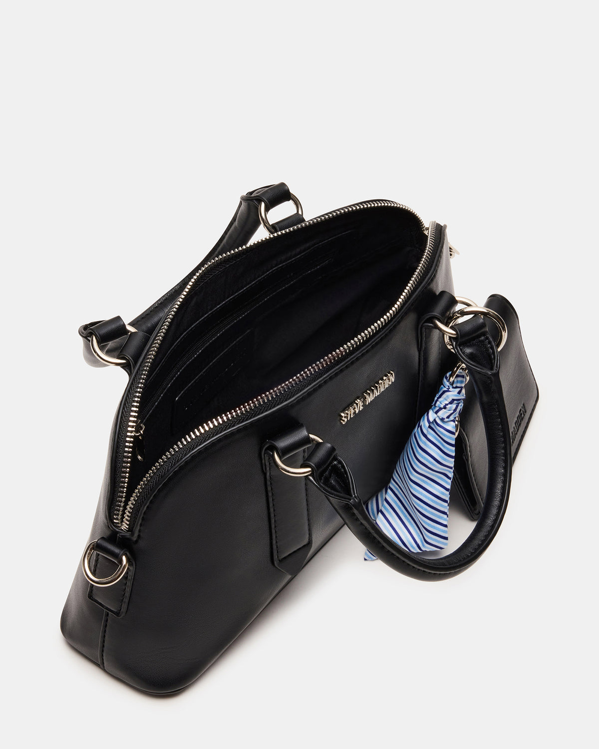 Steve Madden CALLY Bag Black Dome Satchel Top-Handle Crossbody Women's Handbag