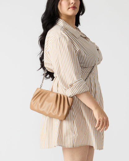 Steve Madden NIKA Chestnut Women's Pleated Crossbody Clutch Handbag