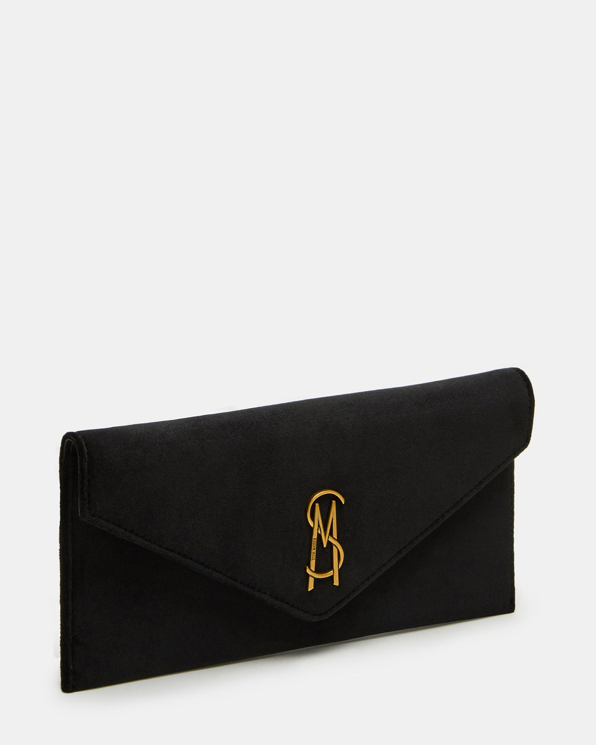 Steve Madden SMOOTH Bag Black Velvet Envelope Logo Crossbody Clutch Handbag