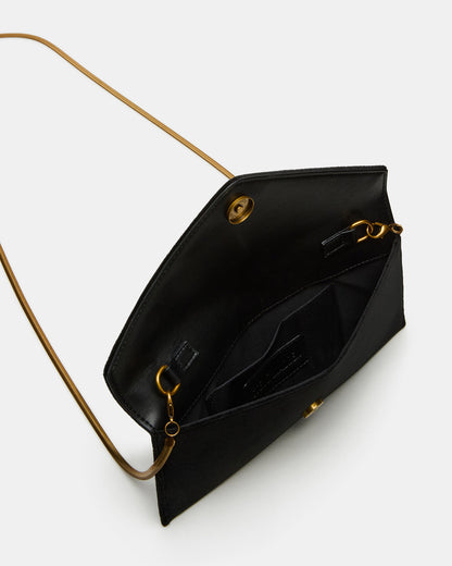 Steve Madden SMOOTH Bag Black Velvet Envelope Logo Crossbody Clutch Handbag