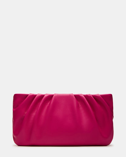 Steve Madden NIKA Fuchsia Women's Pleated Crossbody Clutch Handbag