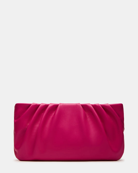 Steve Madden NIKA Fuchsia Women's Pleated Crossbody Clutch Handbag