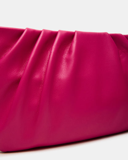 Steve Madden NIKA Fuchsia Women's Pleated Crossbody Clutch Handbag
