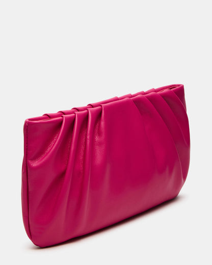 Steve Madden NIKA Fuchsia Women's Pleated Crossbody Clutch Handbag