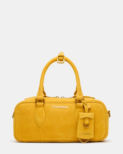 Steve Madden MERIT Bag Mustard Suede Top-Handle Satchel Crossbody Handbag