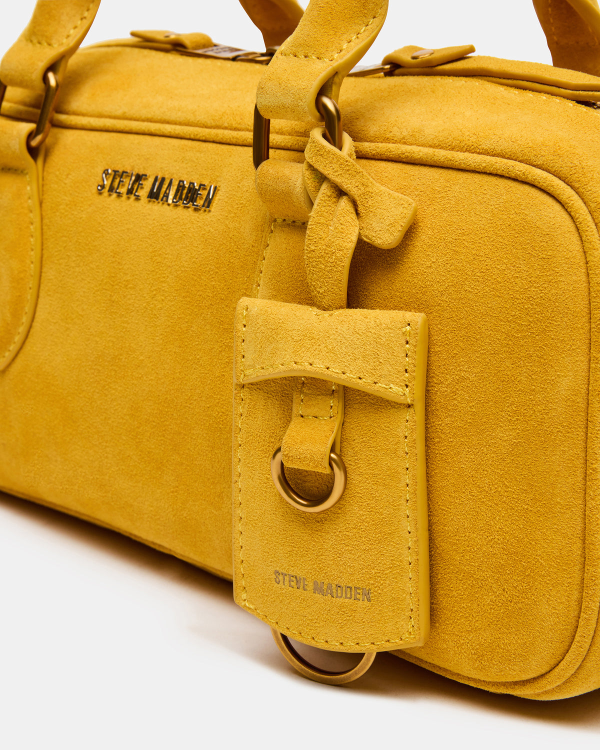 Steve Madden MERIT Bag Mustard Suede Top-Handle Satchel Crossbody Handbag