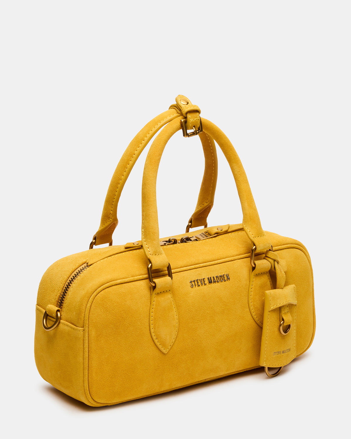 Steve Madden MERIT Bag Mustard Suede Top-Handle Satchel Crossbody Handbag