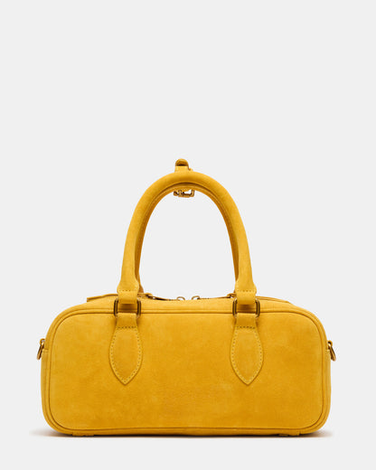 Steve Madden MERIT Bag Mustard Suede Top-Handle Satchel Crossbody Handbag