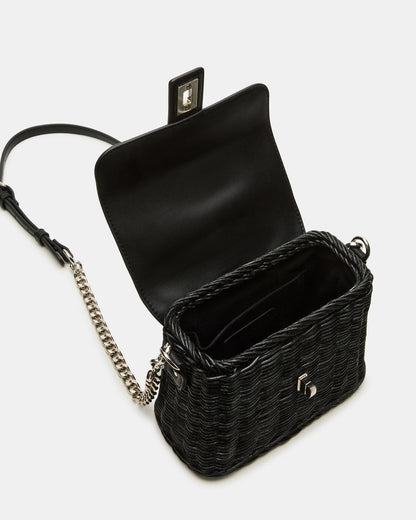 Steve Madden CRISTY Bag Black Wicker Top-Handle Sraw Crossbody Handbag