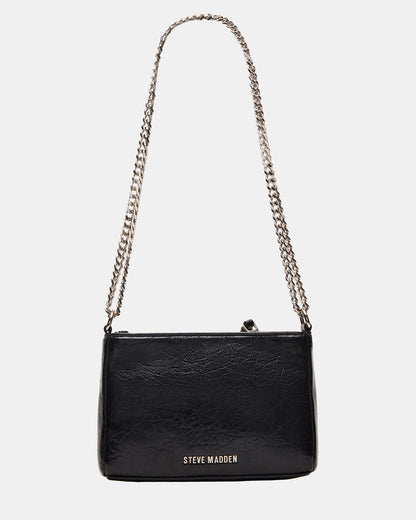 Steve Madden SKY Bag Black/Silver Moto Rhinestone Embellished Stud Crossbody Handbag