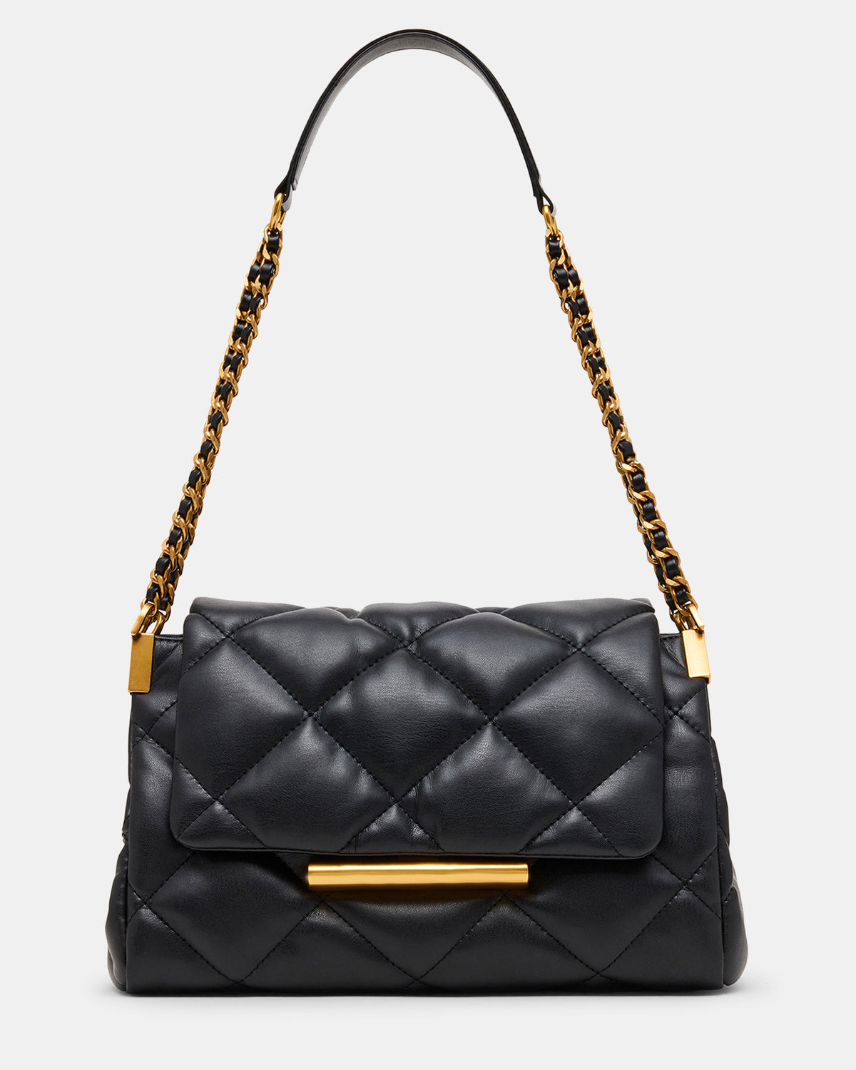 Steve Madden COLETTE Bag Black/Gold Quilted Chain Shoulder Handbag
