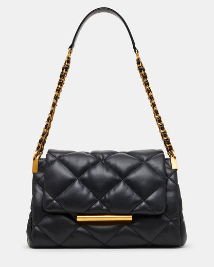 Steve Madden COLETTE Bag Black/Gold Quilted Chain Shoulder Handbag