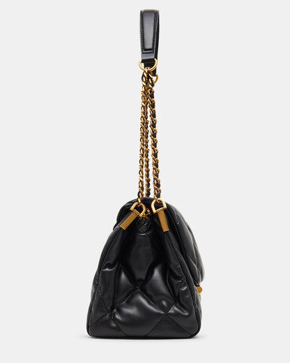 Steve Madden COLETTE Bag Black/Gold Quilted Chain Shoulder Handbag