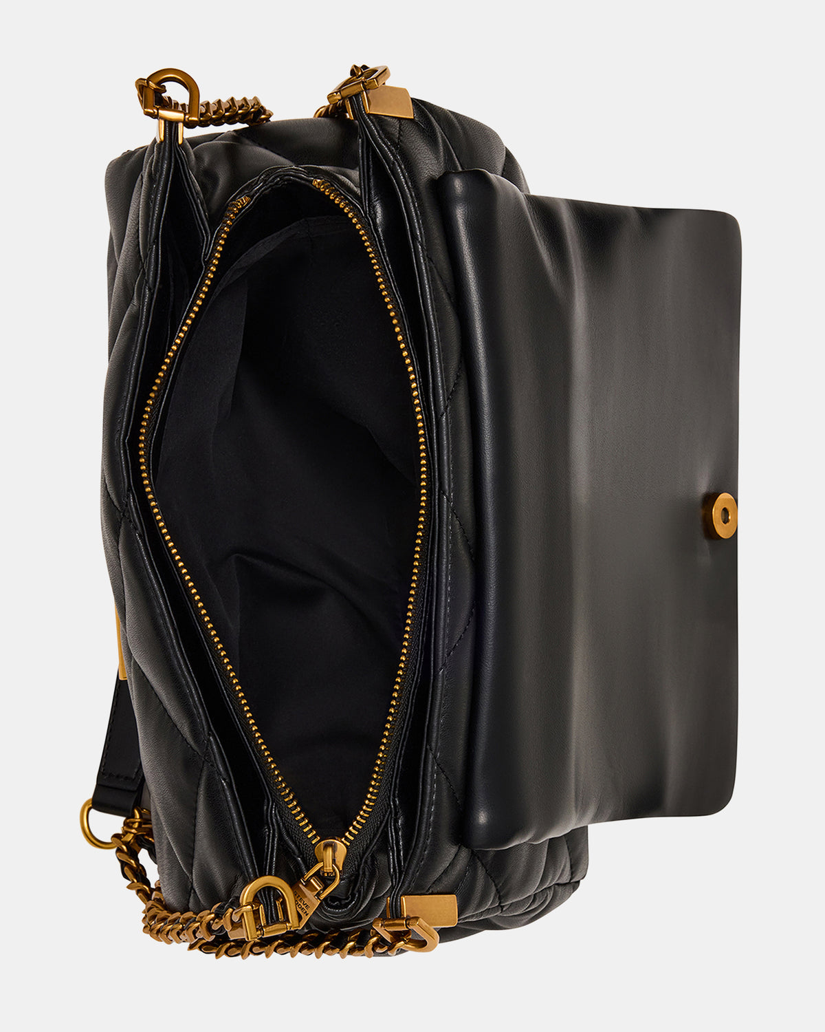 Steve Madden COLETTE Bag Black/Gold Quilted Chain Shoulder Handbag