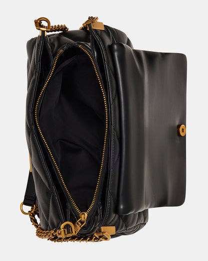 Steve Madden COLETTE Bag Black/Gold Quilted Chain Shoulder Handbag
