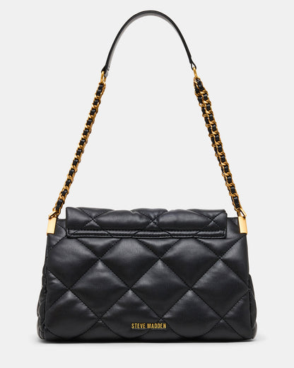 Steve Madden COLETTE Bag Black/Gold Quilted Chain Shoulder Handbag