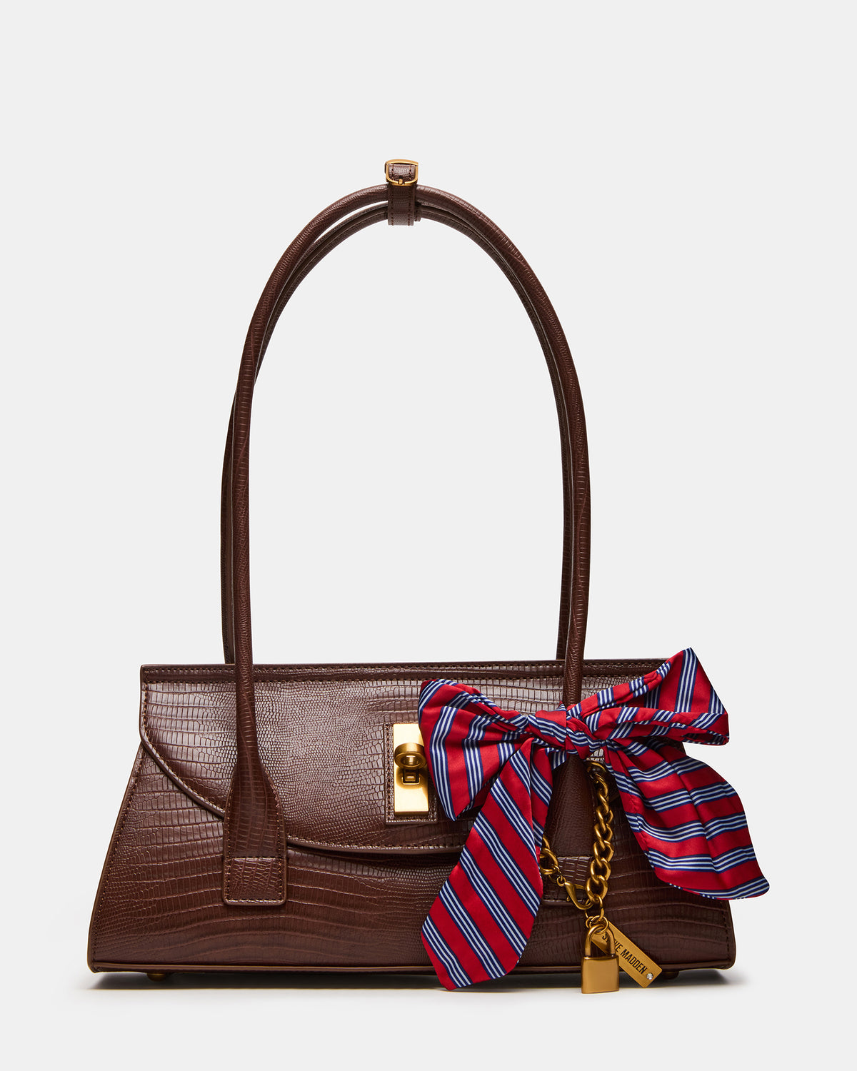 Steve Madden MILAN Bag Chocolate Elongated Menswear-Inspired Shoulder Strap Handbag