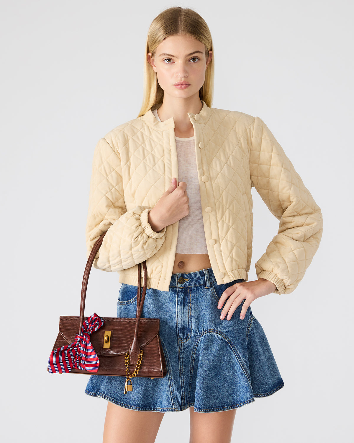 Steve Madden MILAN Bag Chocolate Elongated Menswear-Inspired Shoulder Strap Handbag