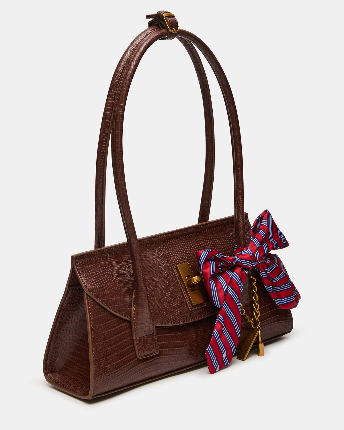 Steve Madden MILAN Bag Chocolate Elongated Menswear-Inspired Shoulder Strap Handbag