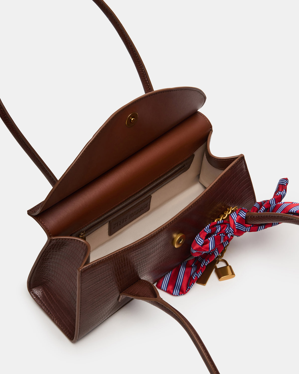 Steve Madden MILAN Bag Chocolate Elongated Menswear-Inspired Shoulder Strap Handbag