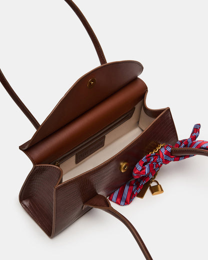Steve Madden MILAN Bag Chocolate Elongated Menswear-Inspired Shoulder Strap Handbag
