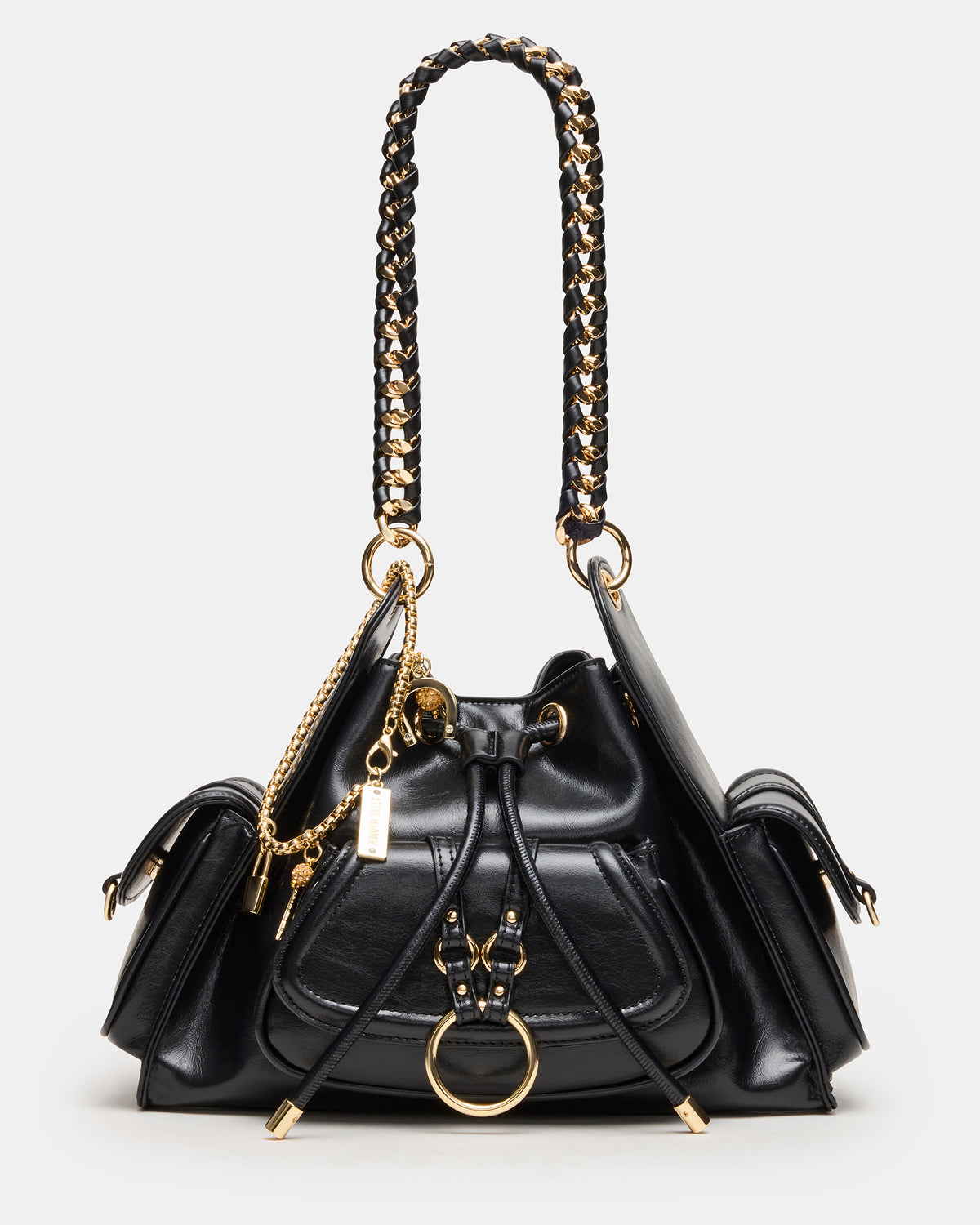 Steve Madden DRU Bag Black Hobo Shoulder Strap Chain Strap Handbag