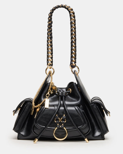 Steve Madden DRU Bag Black Hobo Shoulder Strap Chain Strap Handbag