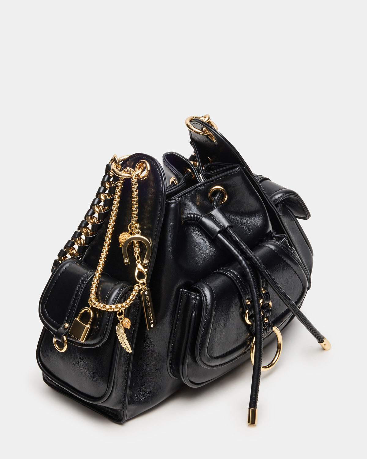 Steve Madden DRU Bag Black Hobo Shoulder Strap Chain Strap Handbag