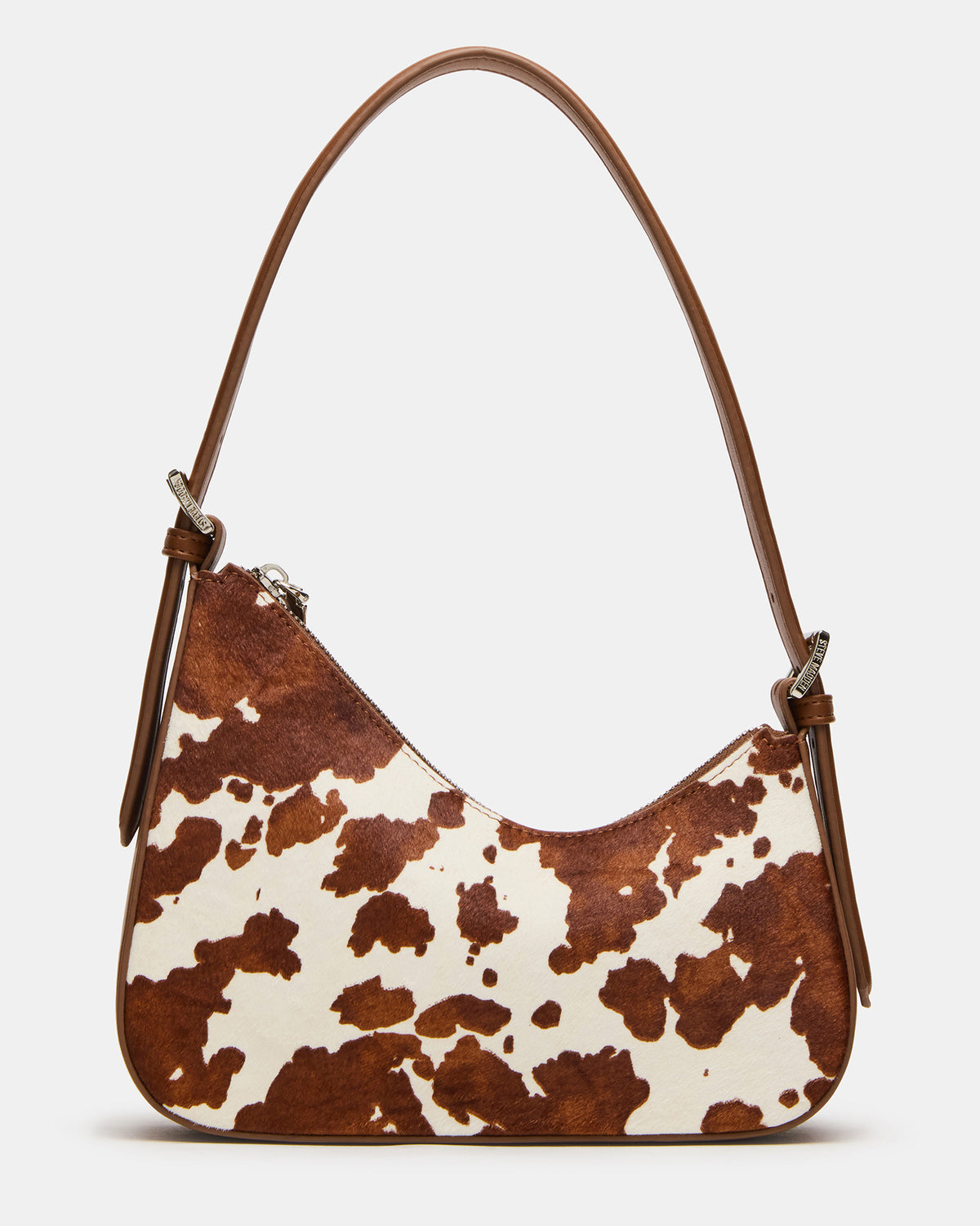 Steve Madden SMITH Bag Brown Cow Print Asymmetric Shoulder Handbag