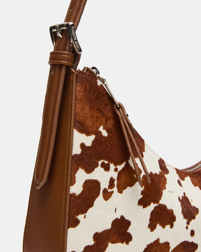 Steve Madden SMITH Bag Brown Cow Print Asymmetric Shoulder Handbag