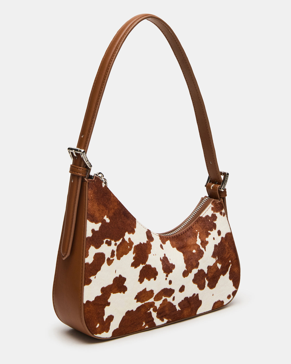 Steve Madden SMITH Bag Brown Cow Print Asymmetric Shoulder Handbag