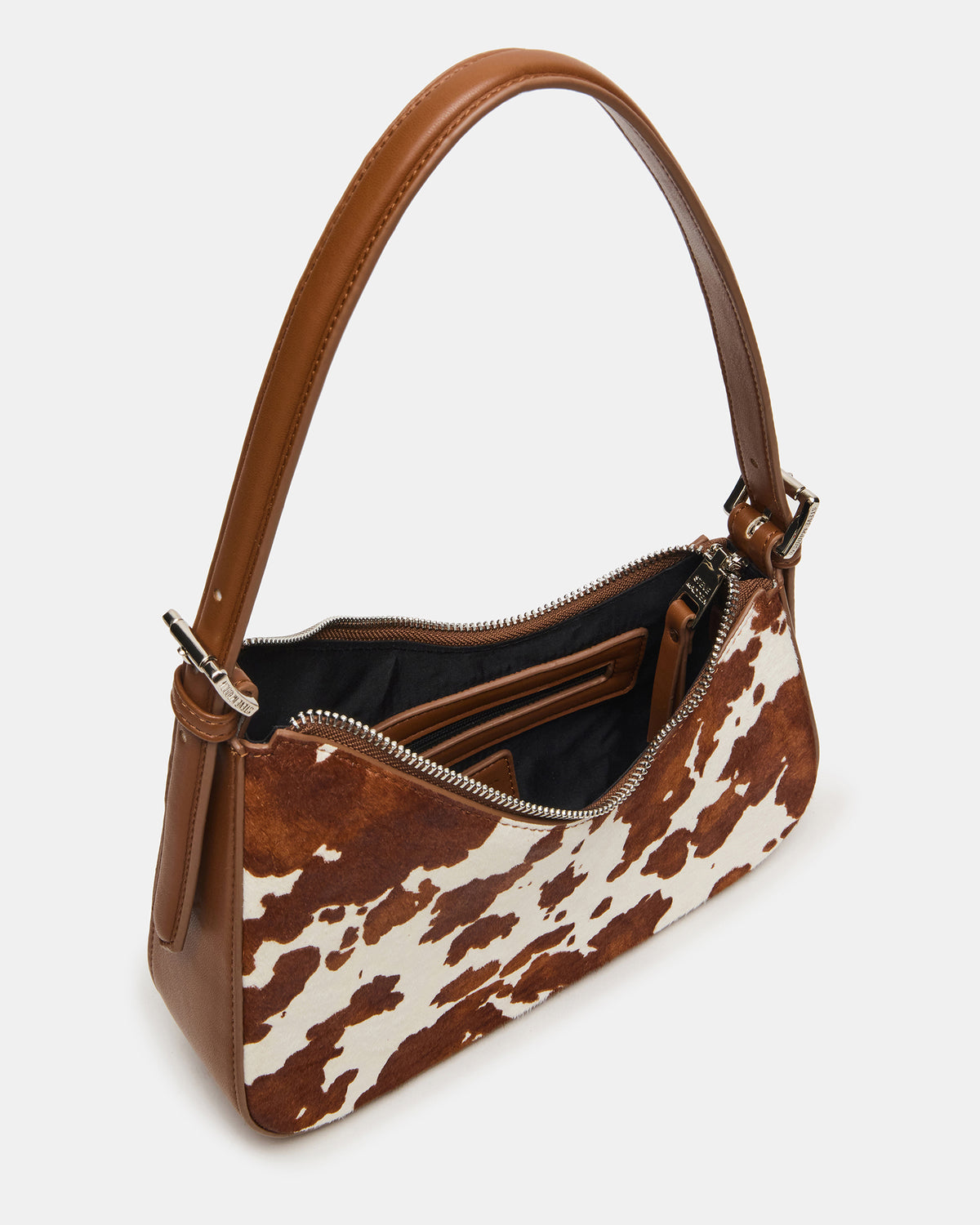 Steve Madden SMITH Bag Brown Cow Print Asymmetric Shoulder Handbag