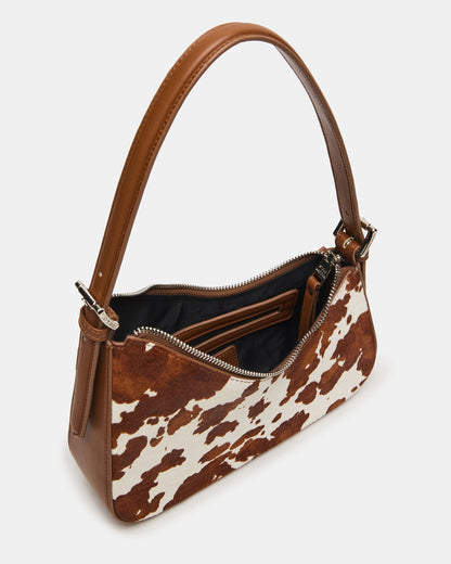 Steve Madden SMITH Bag Brown Cow Print Asymmetric Shoulder Handbag