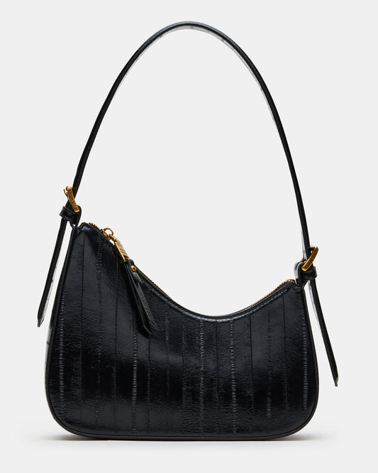Steve Madden SMITH Bag Black Eel Asymmetric Shoulder Handbag