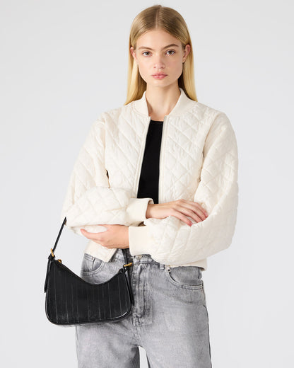 Steve Madden SMITH Bag Black Eel Asymmetric Shoulder Handbag