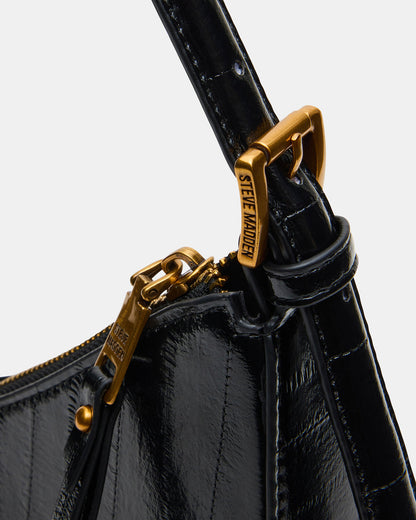 Steve Madden SMITH Bag Black Eel Asymmetric Shoulder Handbag